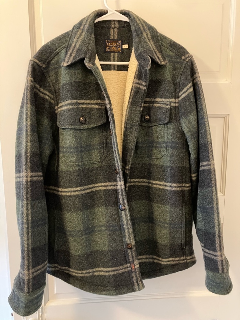 Faherty Fleece Lined Shirt Jacket - Green Plaid